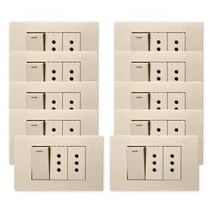 Want - Pack 10 Interruptor 1 912 16A Y Tomacorriente 2 10A - Dorado