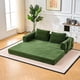 thumbnail image 2 of Convertible Sleeper Sofa Bed with Cylindrical Pillow - Corduroy Folding Mattress Couch with Fixed-Shape Frame for Living Room, Bedroom, Lounge, Studio-Jade, 2 of 3