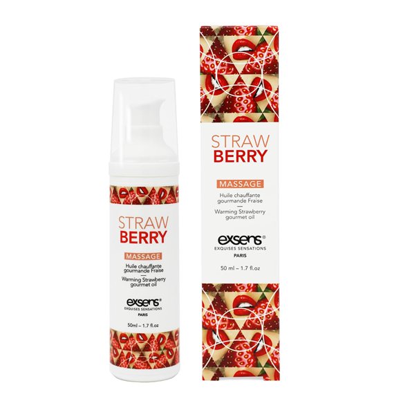 Aceite de Masaje EXSENS Fresa 50 ml con Efecto Calor Vegano