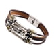 thumbnail image 2 of Pulsera De Cuero De PU Adorno De Moda Brazalete Multicapa Ajustable Informal Marrón, 2 of 3
