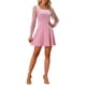 thumbnail image 4 of INSPIRE CHIC Estilo Vestido de Terciopelo para Mujer Cuello Cuadrado Manga de Malla Abullonada Estampado de Estrellas Vestidos de Fiesta Rosa XS, 4 of 6