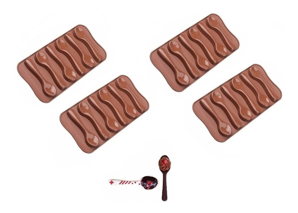 Genérico - Pack X4 Molde Chocolate Moldes Silicona Chocolate Cucharas