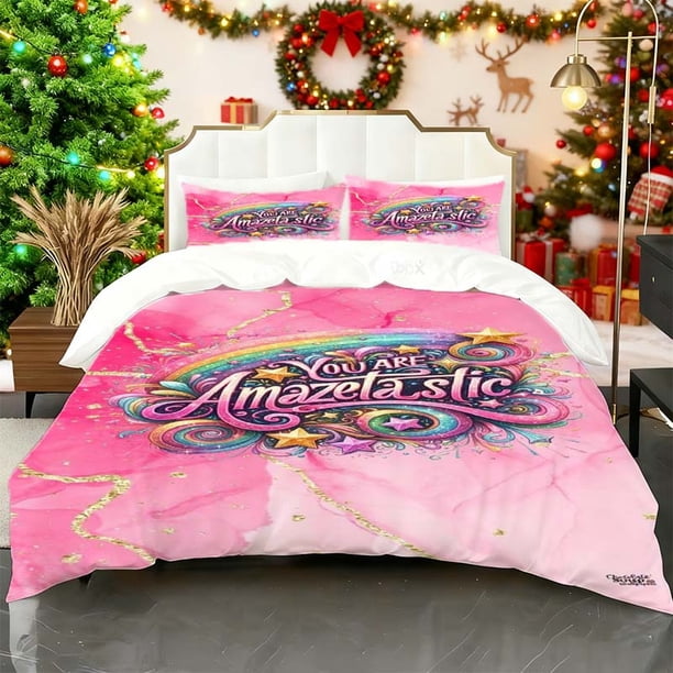 Set "Excellent Encouragement" Printed Duvet Cover Set Themed Bedding Set Duvet Cover and Pillowcase Set Soft and Comfortable Suitable for All Seasons Ideal Choi