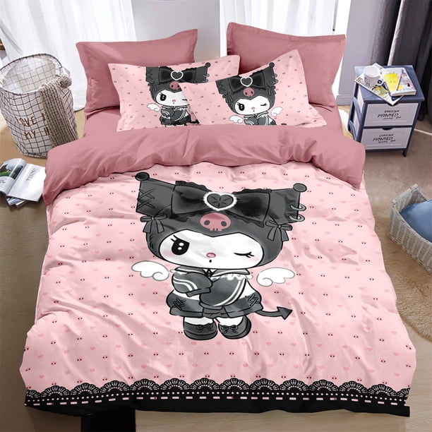 My Melody Duvet Cover Pillowcase,Kawaii Sanrio Kuromi Bedding Set,Cute Beauty Cartoon Animation Home Dormitory Room Decor Bed Sheets