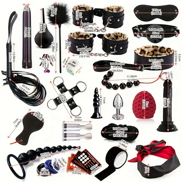 Adult BDSM Kit for Women - Handcuffs, Anal Plug, Vibrator - Sexy Toys for Erotic Sessions