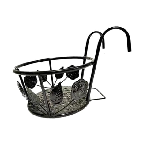 Ioensy - Soporte Para Macetas Con Barandilla De Metal, Pequeño Soporte Para Plantas Con Barandilla Colgante Para Porche Estilo B