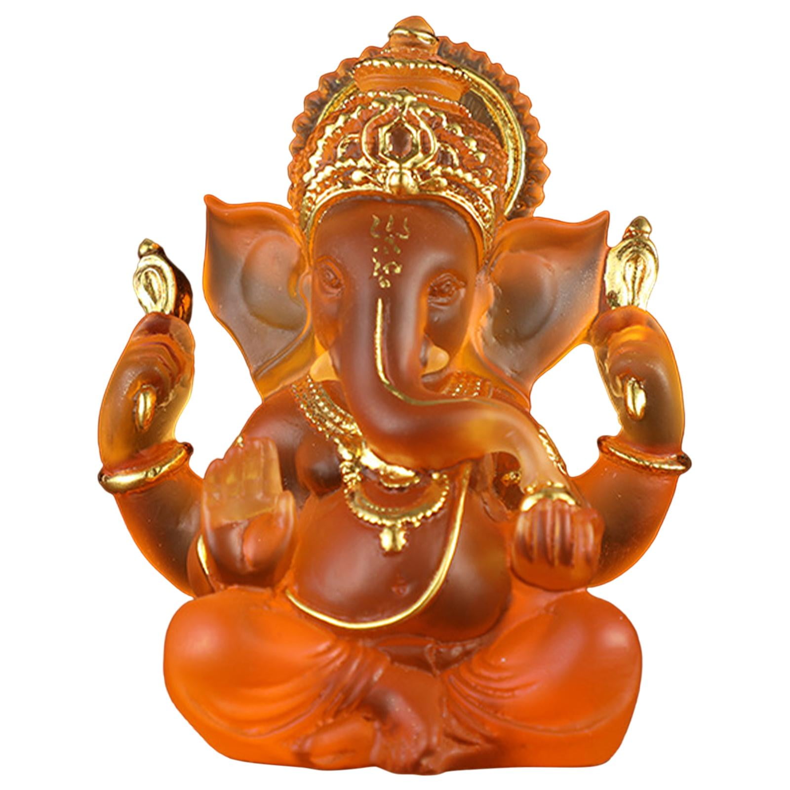 Bothyi - Estatuilla De Ganesha Fengshui Indio Estatuas De Lord Ganesh Adornos Para El Hogar Artesanía Naranja