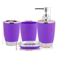 Genérico - Set Accesorios Baño 4 Piezas Morado Vaso Jabón Cepillos
