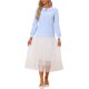 thumbnail image 1 of INSPIRE CHIC Blusa de Trabajo para Mujer de Manga Larga con Cuello Peter Pan XS Azul Claro, 1 of 6