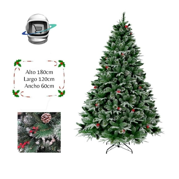 Arbol de Navidad 180cm Nevado Berries Piña Triple verde