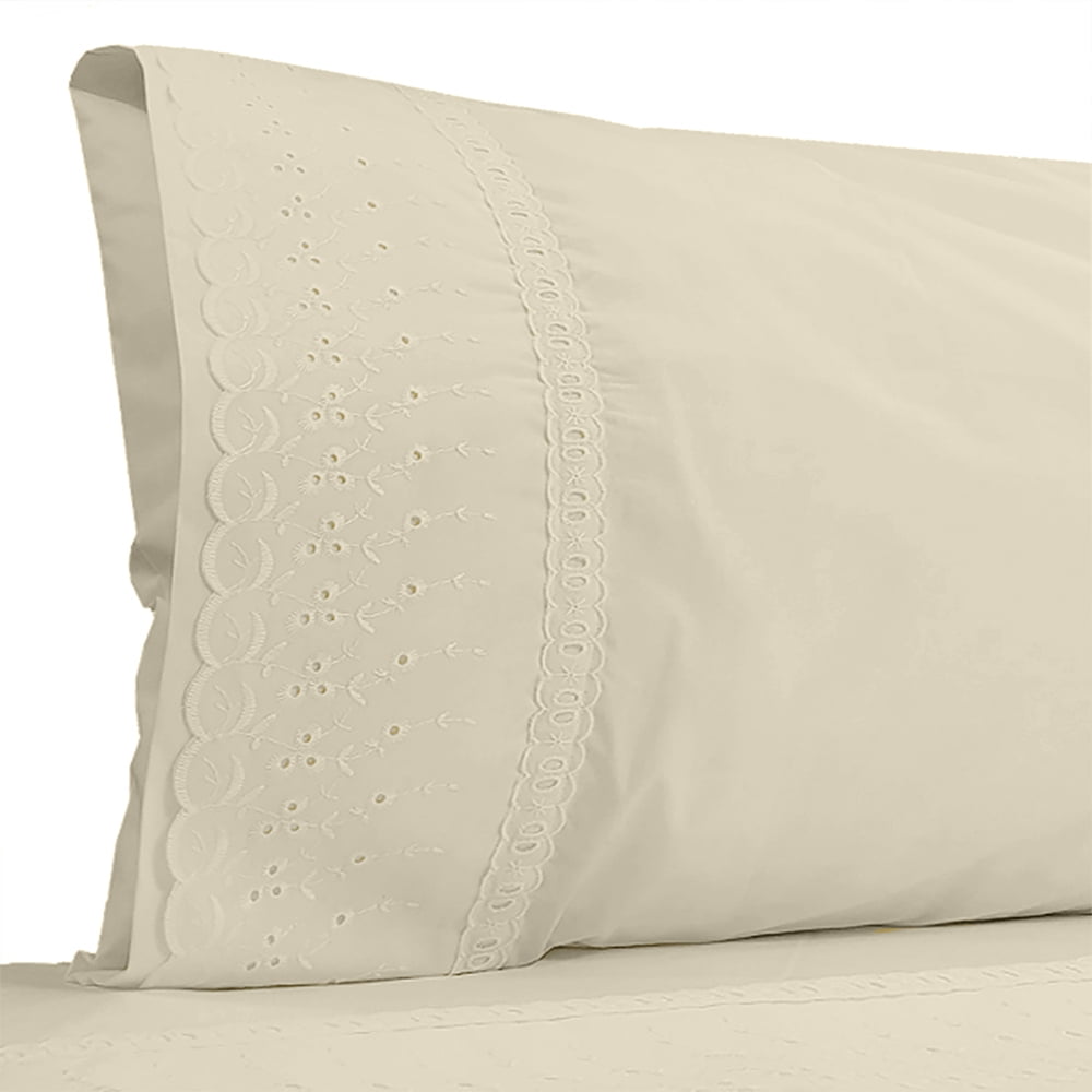 Juego De Sabanas 1,5pl Broderie Beige 200 Hilos Victorianas