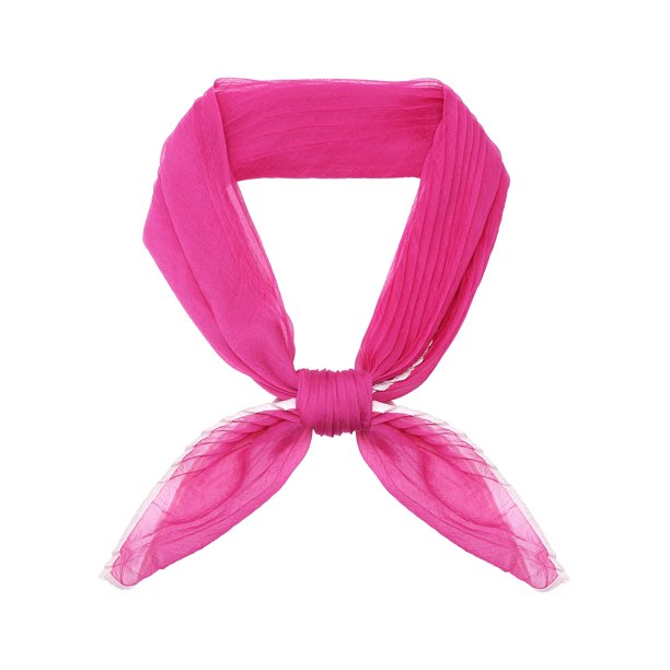 INSPIRE CHIC Bufandas de Chifón Plisado para Mujeres, Ribete de Color en Contraste, Pañuelo de Gasa Semitransparente y Elástico para el Cuello 43.3x19.7" Rosa Fucsia