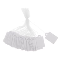 Magideal - 100 Piezas Etiquetas De Regalo En Blanco Etiquetas De Papel Con Cuerda Adjunta Diy Artesanía Etiquetas De Exhibición De Precios Para Productos De Boda 35X22Mm Blanco