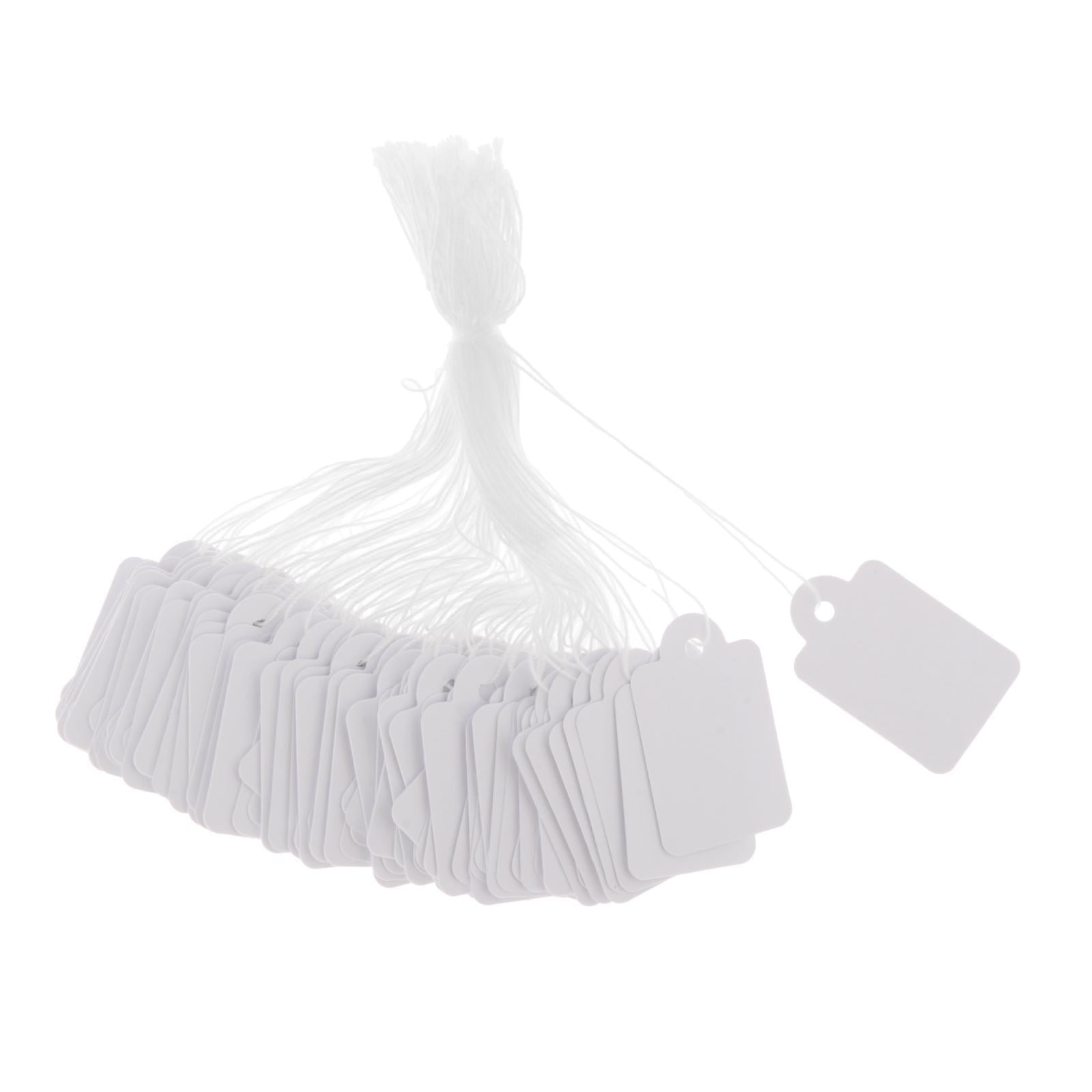 Magideal - 100 Piezas Etiquetas De Regalo En Blanco Etiquetas De Papel Con Cuerda Adjunta Diy Artesanía Etiquetas De Exhibición De Precios Para Productos De Boda 35x22mm Blanco