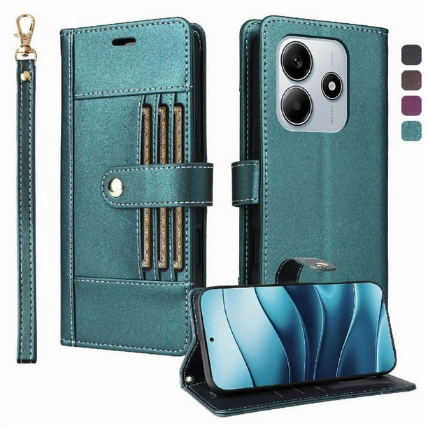 FOXDOCK Funda tipo Cartera para Xiaomi Redmi Note 14 4G – Cubierta de Cuero PU con Múltiples Ranuras, Bolsillo para Efectivo y Correa de Muñeca