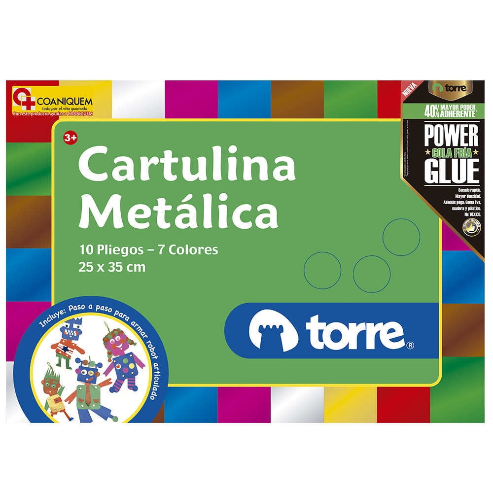 Torre - Cartulina Metálica 10 Pliegos 7 Colores