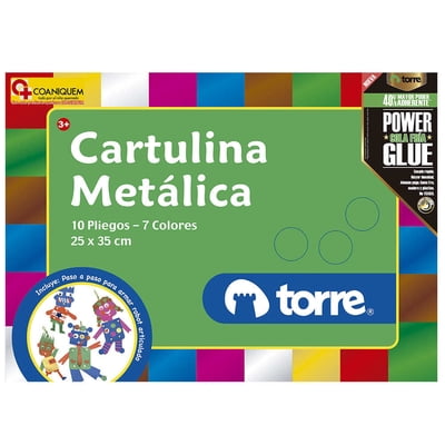 Cartulina Metálica 10 Pliegos 7 Colores 1 Un Torre