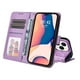 thumbnail image 2 of Funda tipo cartera FOXDOCK para iPhone 14 Pro , diseño girasol en relieve, cuero PU, cierre magnético, soporte y tarjetero, 2 of 5
