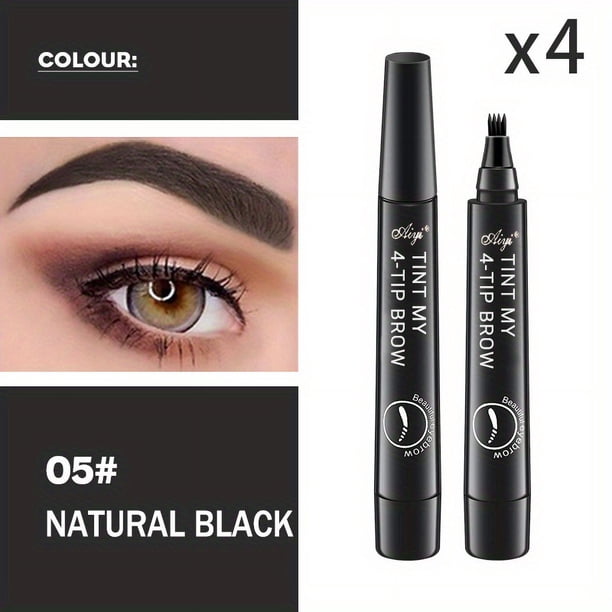 4 Split Tip Water Eyebrow Pencil, Long Lasting Waterproof, Simulated Natural Vivid Eyebrow , Clear Texture, No Decolorize Eyebrow Pen