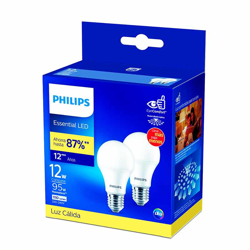 Philips - Ampolleta Led Bu 12w Pack 2 Lc