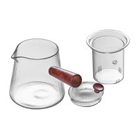 Magideal - Tetera De Vidrio Con Infusor, Segura Para Estufa, Elegante, Fácil De Usar, Simple, Con Mango De Madera, Tetera Transparente Para Acampar, Hogar 800Ml