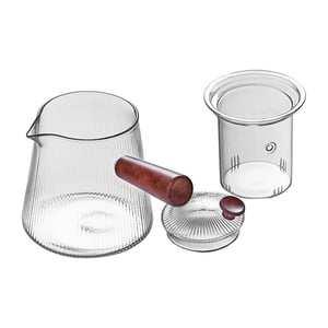 Magideal - Tetera De Vidrio Con Infusor, Segura Para Estufa, Elegante, Fácil De Usar, Simple, Con Mango De Madera, Tetera Transparente Para Acampar, Hogar 500Ml