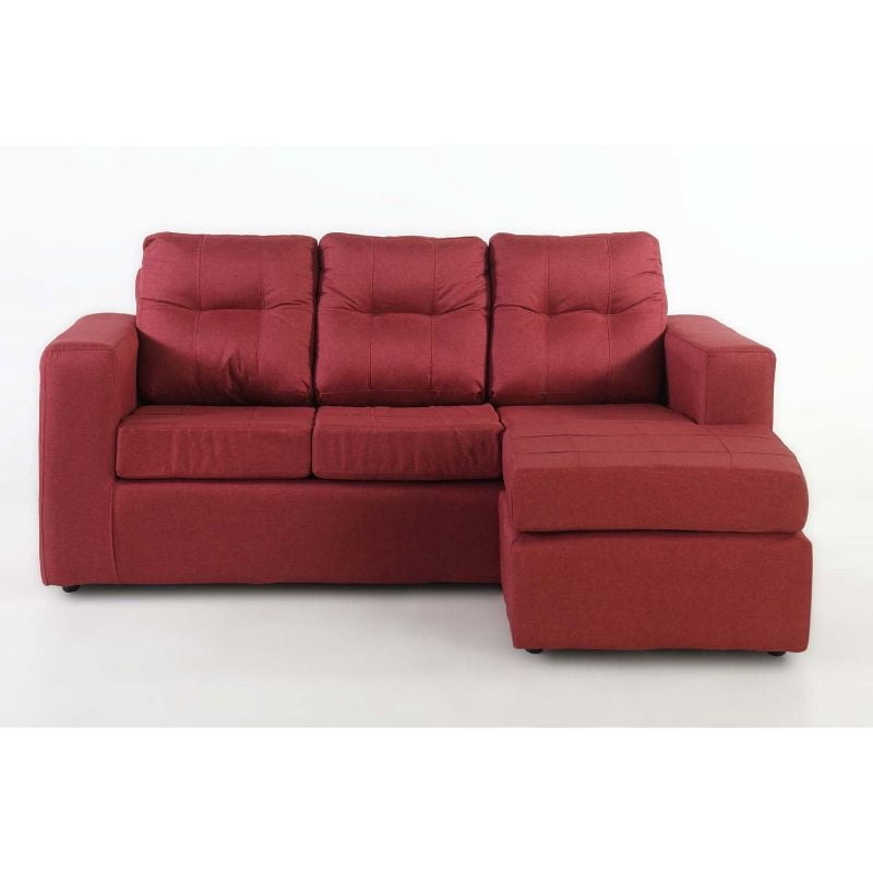 Kea - Sofá Modular Rodas 3 Cuerpos Tela Rojo