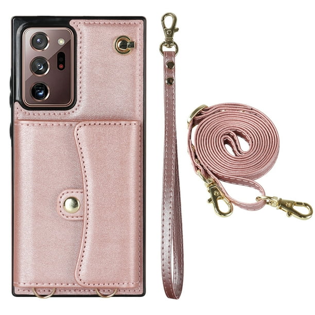 Crossbody PU Leather Phone Case For Samsung Galaxy S23 S22 Plus Note 20 Ultra Wallet Card Slots Magnetic Lanyard Cover