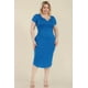 thumbnail image 5 of Saronite Vestido Midi Básico Ajustado con Cuello Abierto y Manga Corta, Paracaidista (Talla Grande para Mujer), 5 of 5