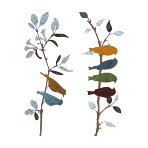 Bothyi - Escultura De Pared De Decoración De Pared De Metal De Pájaros De 2 Piezas Para Jardín De Patio Trasero De Granja Estilo A