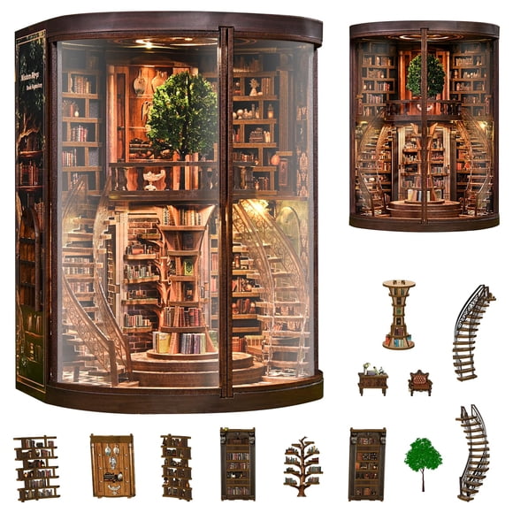 Kit de Esquina de Libros 3DVASE DIY Miniatura Biblioteca de Sabiduría
