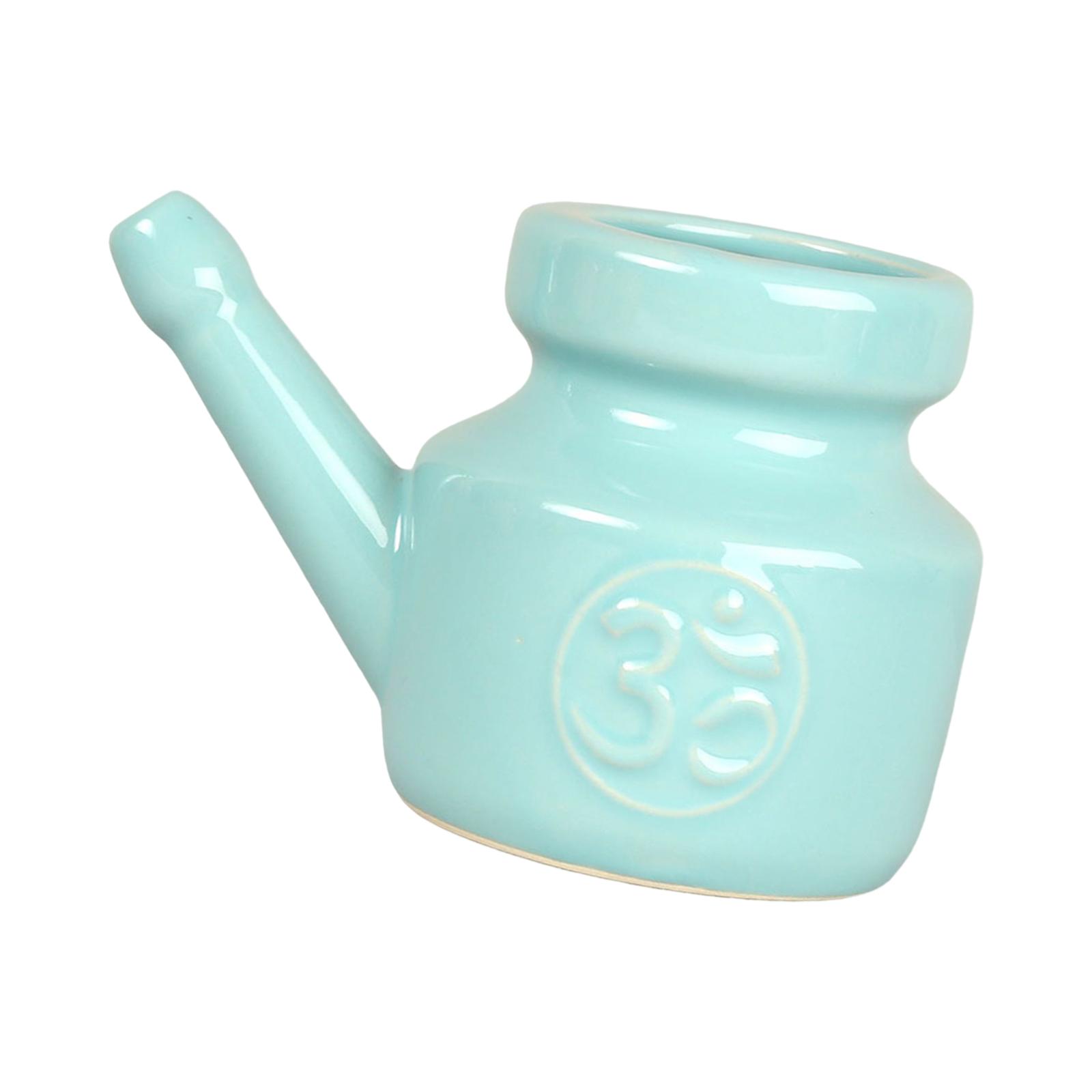 Ioensy - Olla Neti De Cerámica, A Prueba De Fugas, Para Enjuague Nasal, Duradera Para Limpieza Nasal, 350 Ml, Azul Claro