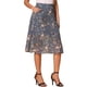 thumbnail image 4 of INSPIRE CHIC Falda Midi Línea A para Mujer Vuelta al Colegio Estampado Floral Chiffón Vintage Faldas de Verano Gris Azul S, 4 of 6