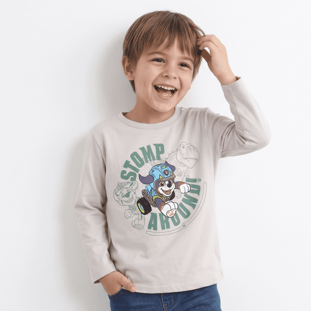 Polera Manga Larga Niño Paw Patrol Estampado Beige