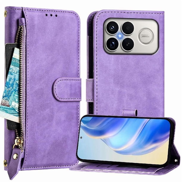 FOXDOCK Funda Tipo Cartera para Realme Narzo 80 Pro Cuero PU con Cremallera y Correa de Muñeca, Ranuras para Tarjetas, Soporte Plegable, Cierre Magnético