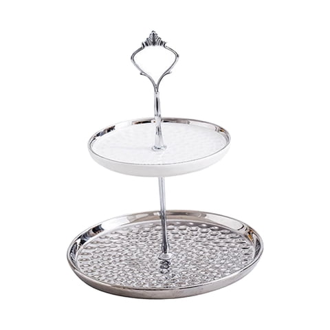 Magideal - Estante Para Tartas, Soporte Para Postres, Plato De Fruta, Plato Para Dulces, Bandeja Para Servir Escalonada Multifuncional, Platos Para Aperitivos De Una Plata