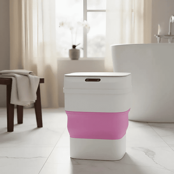 Papelero Basurero Con Sensor Inteligente Automático Rosa