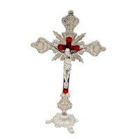 Magideal - Crucifijo De Pie Crucifijo De Jesús Crucifijo Con Soporte Mesa Cruz Para Oraciones Decoración Del Hogar , Plata