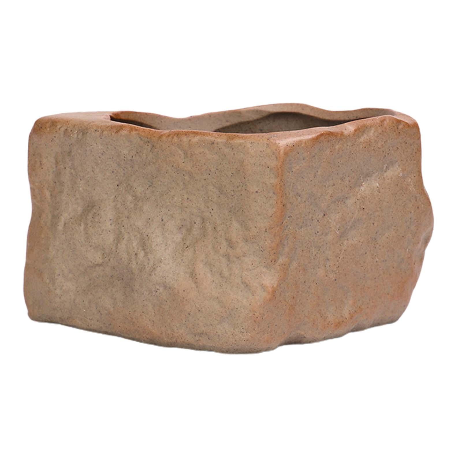 Magideal - Macetas De Cerámica Soportes De Plantas Maceta De Forma De Piedra Duradera Con Orificio De Drenaje Macetas De Entrenamiento De Bonsái Para Patios De , Estilo A Y Grande