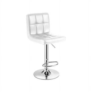 Genérico - Silla Piso Bar Taburete Respaldo Ecocuero Regulable Blanco