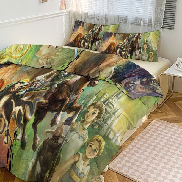 The Legend of Zelda Print Bedding Set Pattern Duvet Cove Set 3 Pieces 1 Quilt Cover And 2 Pillowcases for Women Men Teens