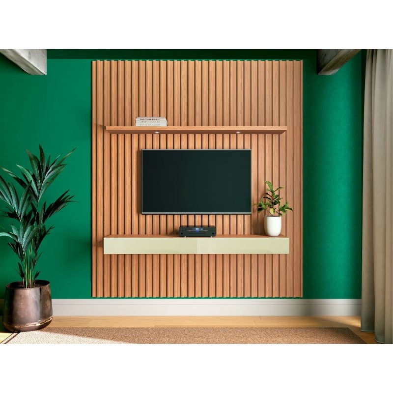 Decocasa - Rack Tb187L Con Panel 65 Pulgadas Café - Blanco