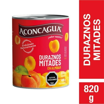Duraznos En Mitades Tarro Drenado 480 G - Neto 820 G Aconcagua