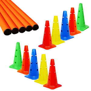 Linea Sport - Set 10 Conos Con Orificios 38 Cm + 5 Bastones 100 Cm