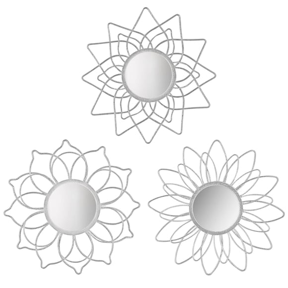 Espejos de pared Manortang de metal con forma de flor de 23 cm, set de 3