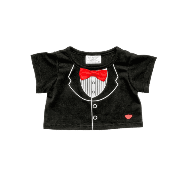 Polera Build a Bear esmoquin negra manga corta