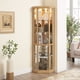 thumbnail image 2 of Corner Lighted Curio Cabinet Corner Glass Cabinet Lighted Curio Cabinet Corner Display Case for Living Room, Curio Cabinet, Antique collection, Wine,Bar Glass Storage Light Included,Light oak, 2 of 3