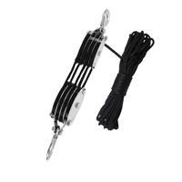 Ioensy - Polea De La Cuerda Hoist De Trabajo Pesado Compacto Compañía De Trabajo Azulador De Cuerda Azulando 20 M Cuerda De 4 Ruedas Ropio Negro