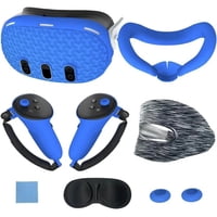 Genérico - Vr Accesorios Set Para Meta Quest 3, Incluye 7 Pcs: Cubierta Protectora Para La Cara, Empuñaduras Para El Mando, Cubierta Para Los Auriculares, Protector Para La Lente Y Cubierta Para La Carcasa-Azul