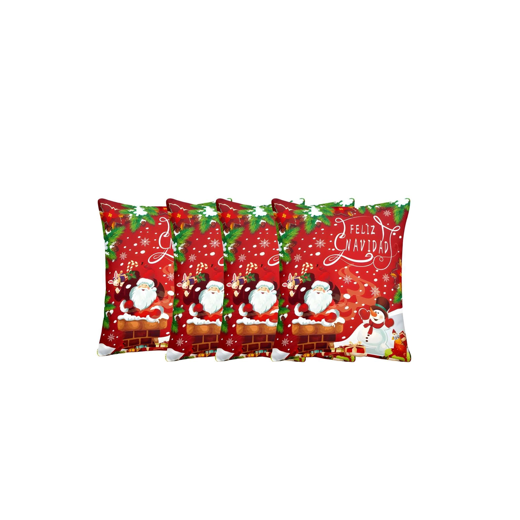 Genérico - Fundas Navidad Set De 4 Fundas Para Cojines De 45x45 Cm